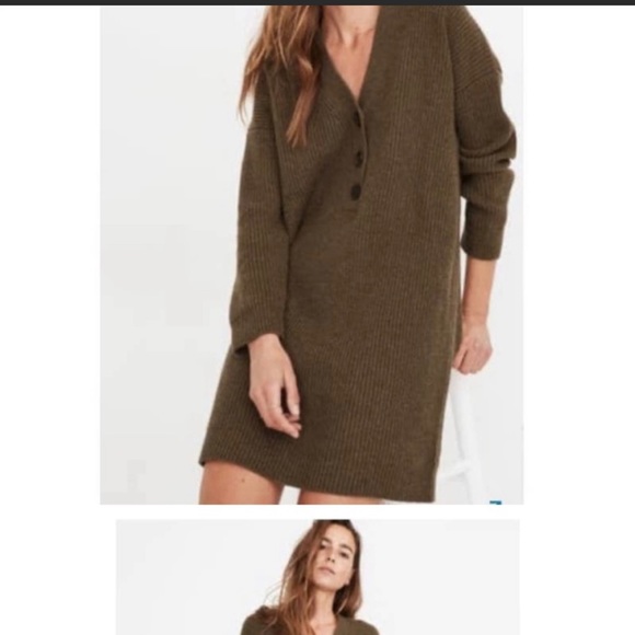 Madewell Olive Green Sweater Dress - Picture 4 of 7